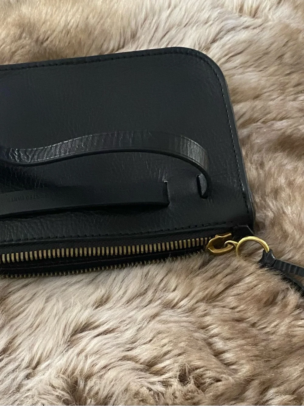 Madewell Black Leather Waist Belt with Gold Hardware
